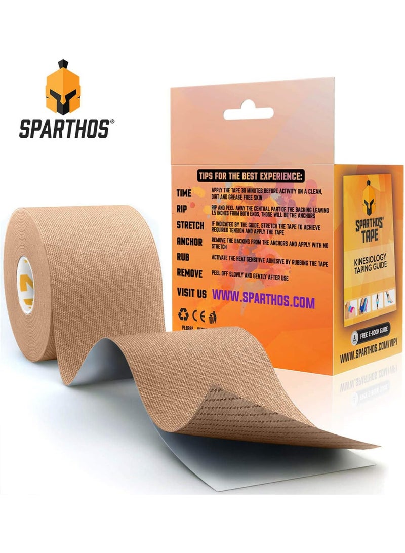 Sparthos Kinesiology Neuromuscular Bandage – 5 cm x 5 m – Physiotherapy Sports Tape for Muscle Injuries Joints Sports Protection (Beige) Kinesio - Image 5
